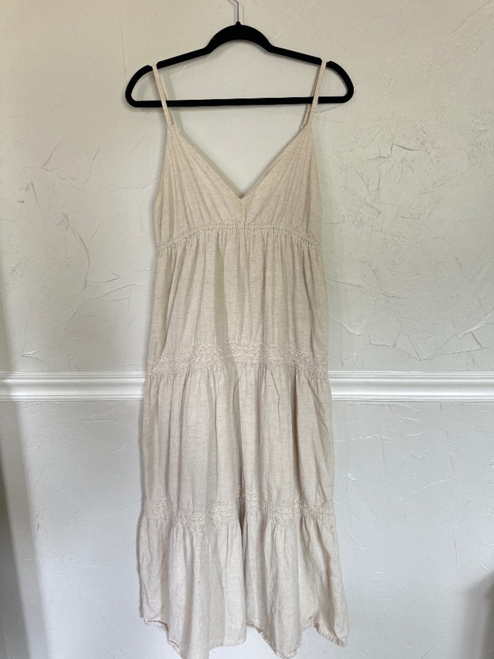 Sim & Sam Linen and Cotton Blend Neutral Maxi Dress L